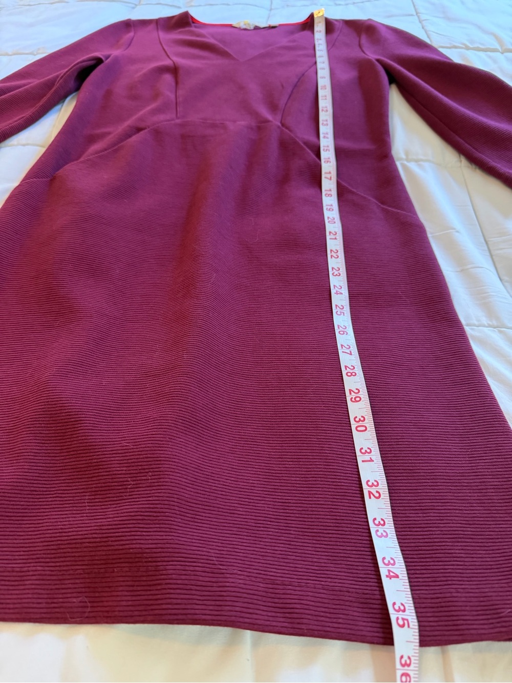Boden Bronte Ottoman Dress Size 6P Berry Burgundy 3/4 Sleeves Pockets Vneck - Picture 7 of 10